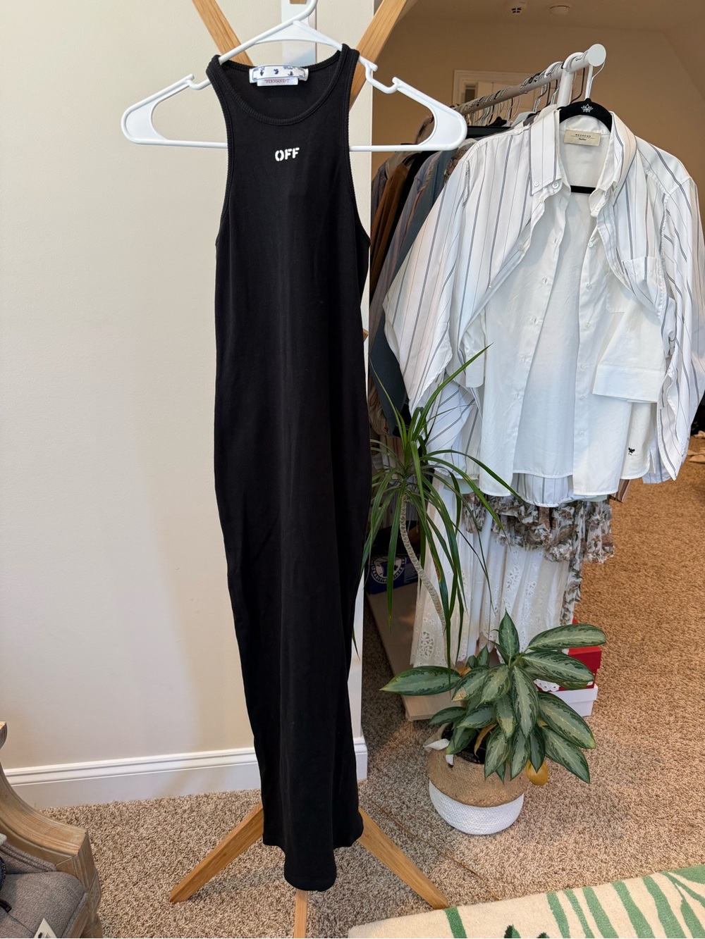 Off-White Black Ribbed Tank Maxi Jumpsuit